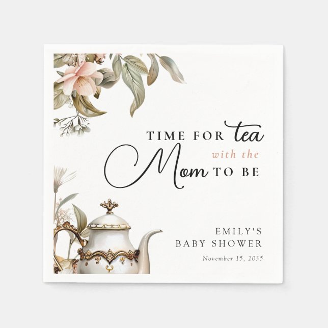 Guardanapo De Papel Elegant Tea Party Baby Shower (Frente)
