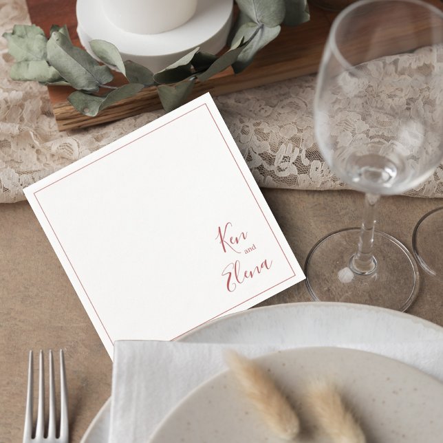 Guardanapo De Papel Elegant Terracotta Script Wedding Cocktail Napkin (Criador carregado)