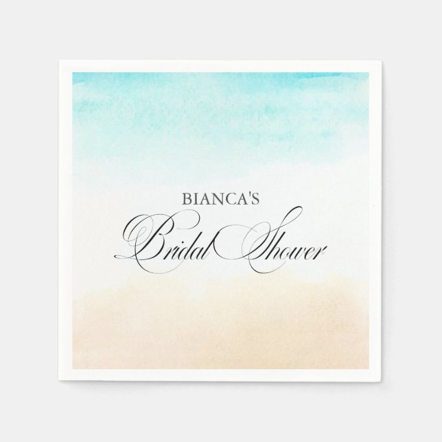 Guardanapo De Papel Elegant Tropical Coastal Bridal Shower (Frente)