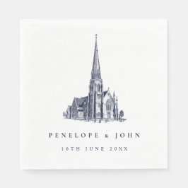 Guardanapo De Papel Elegant Vintage Church Illustration Wedding