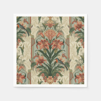 Guardanapo De Papel Elegant Vintage Nouveau Floral Birds