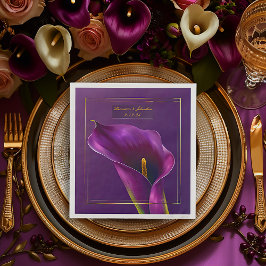 Guardanapo De Papel Elegant Violet & Gold Calla Lily Wedding