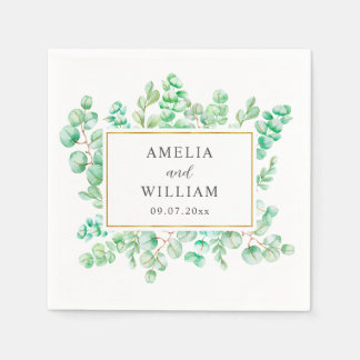 Guardanapo De Papel Elegant Watercolor Eucalyptus Greenery Wedding