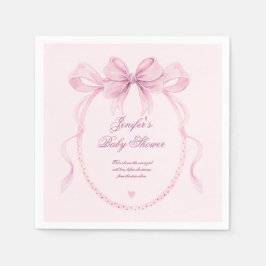Guardanapo De Papel Elegant Watercolor Pink Bow Baby Shower Party