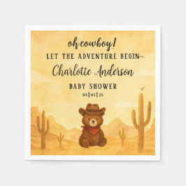 Guardanapo De Papel Elegant Watercolor Western Cowboy Boy Baby Shower