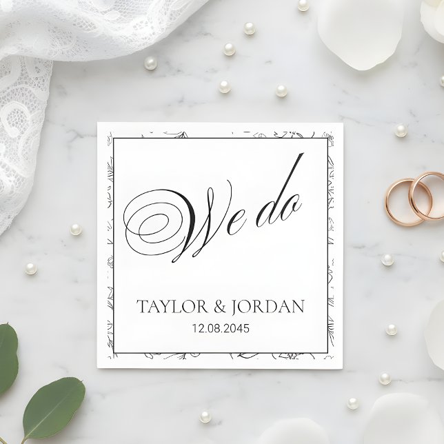 Guardanapo De Papel Elegant "We Do" Script Floral Wedding Custom  (Criador carregado)