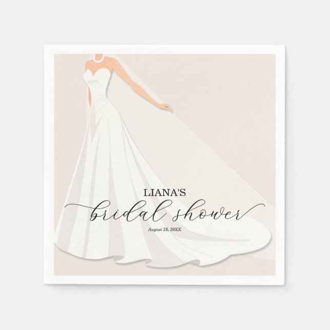 Guardanapo De Papel Elegant Wedding Dress Bridal Shower (Frente)