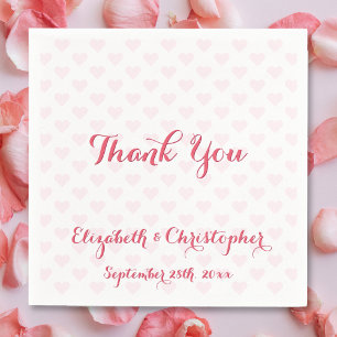 Guardanapo De Papel Elegant Wedding Thank You Pink Hearts Paper Napkin