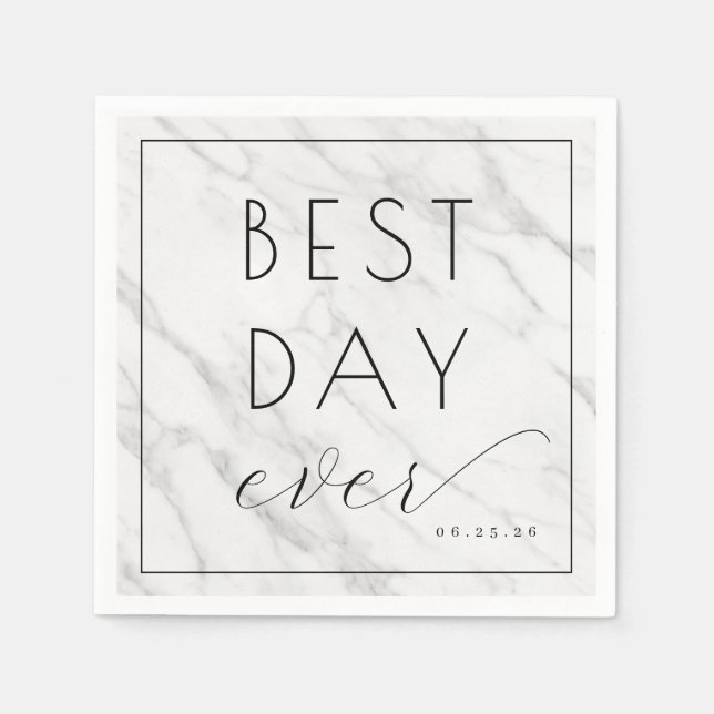 Guardanapo De Papel Elegant White Marble Calligraphy (Frente)