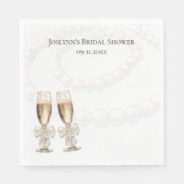 Guardanapo De Papel Elegant White Pearls & Prosecco Bridal Shower