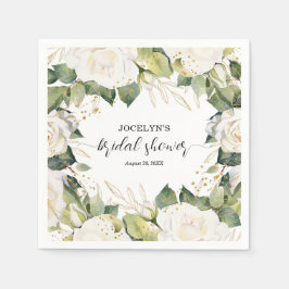 Guardanapo De Papel Elegant White Roses Bridal Shower