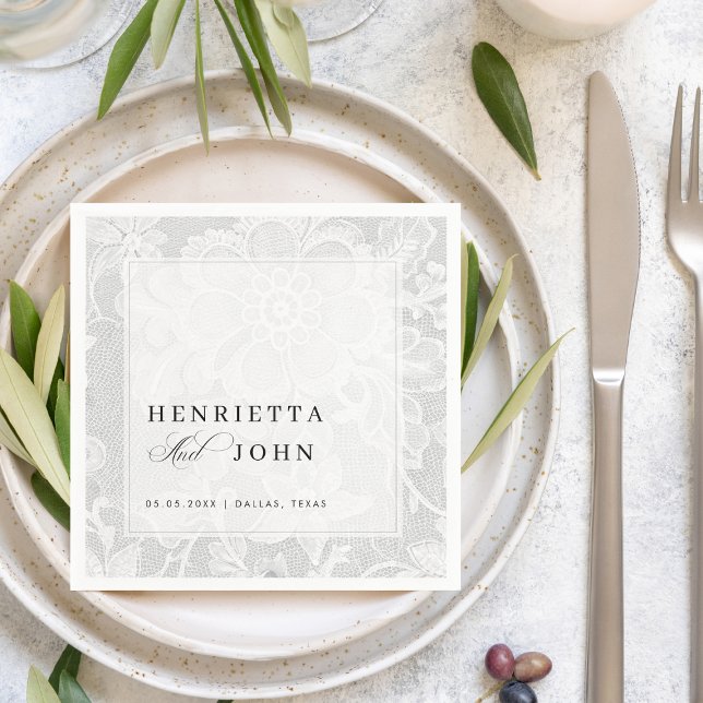 Guardanapo De Papel Elegant White Vintage Lace Wedding (Criador carregado)