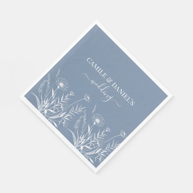 Guardanapo De Papel Elegant Wildflower Periwinkle Wedding  (Quina)