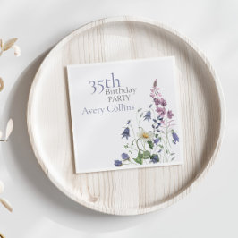 Guardanapo De Papel Elegant Wildflower Watercolor Floral 35th Birthday