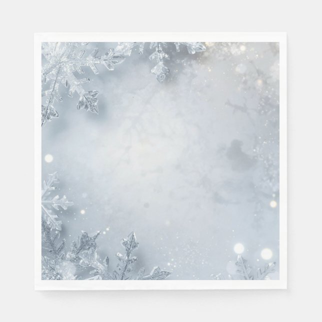 Guardanapo De Papel Elegant Winter Birthday Cocktail Napkins Snow (Frente)