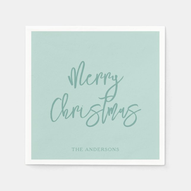 Guardanapo De Papel Elegant Winter Green Minimalist Script Christmas (Frente)