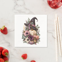 Elegant Witch Hat with Floral Pumpkins