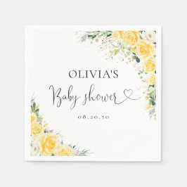 Guardanapo De Papel Elegant Yellow Detail Baby Shower Paper