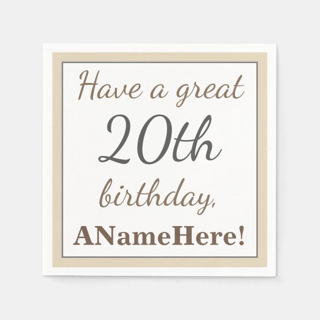 Guardanapo De Papel Elegante 20 Birthday Paper Napkins (Frente)