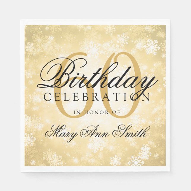 Guardanapo De Papel Elegante 60º aniversário Dourado Wonderland (Frente)