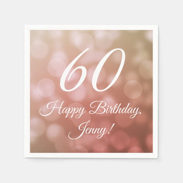 Guardanapo De Papel Elegante 60º Aniversário Napkins para ela em rosa (Frente)