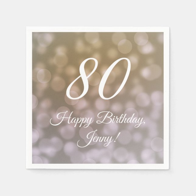 Guardanapo De Papel Elegante 80 Birthday Napkins Para Ela (Frente)