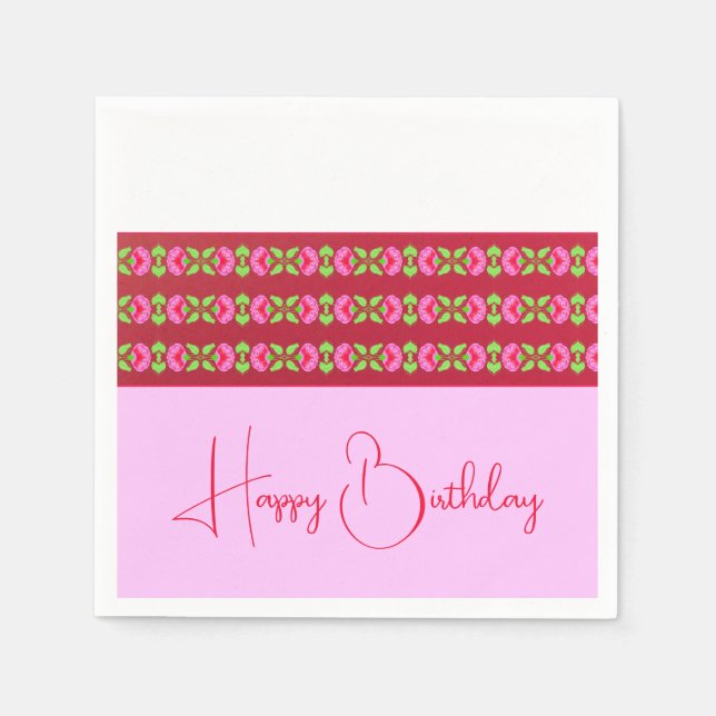 Guardanapo De Papel Elegante Acentuado Floral Cor-de-Rosa (Frente)