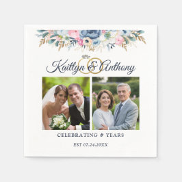 Guardanapo De Papel Elegante Aniversário Aquarela Floral 2 Fotos