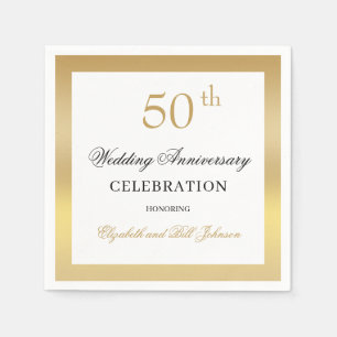 Guardanapo De Papel Elegante Aniversário de 50 Anos de Casamento em Ou