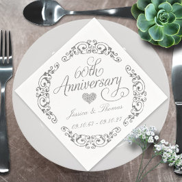 Guardanapo De Papel Elegante Aniversário de 60 Anos de Casamento Diama