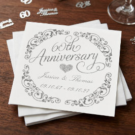 Guardanapo De Papel Elegante Aniversário de 60 Anos de Casamento em Di