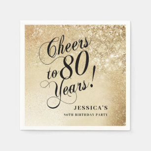 Guardanapo De Papel Elegante Aniversário de 80 anos em Ouro