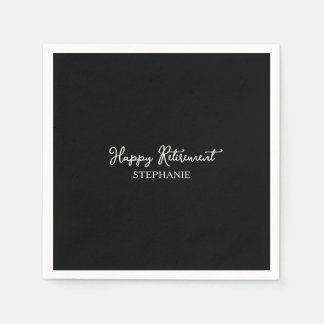 Guardanapo De Papel Elegante Aposentadoria Preto e Branco Feliz