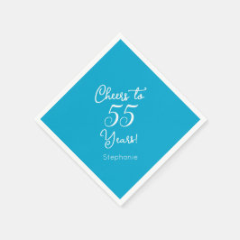 Guardanapo De Papel Elegante Aqua Blue Cheers para 55 anos 55 anos ani