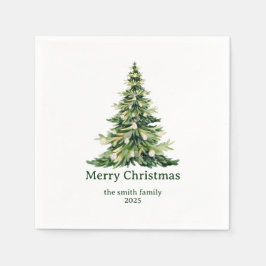 Guardanapo De Papel Elegante Aquarela Merry Christmas Tree Non-Photo