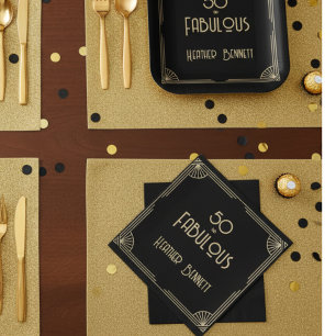 Guardanapo De Papel Elegante Art Deco 50 e Fabuloso Aniversário