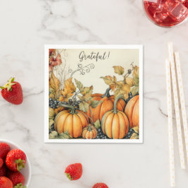 Guardanapo De Papel Elegante Autumn Pumpkins Grateful Napkins
