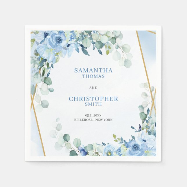 Guardanapo De Papel Elegante azul-aquarela cor azul-efervente estrutur (Frente)