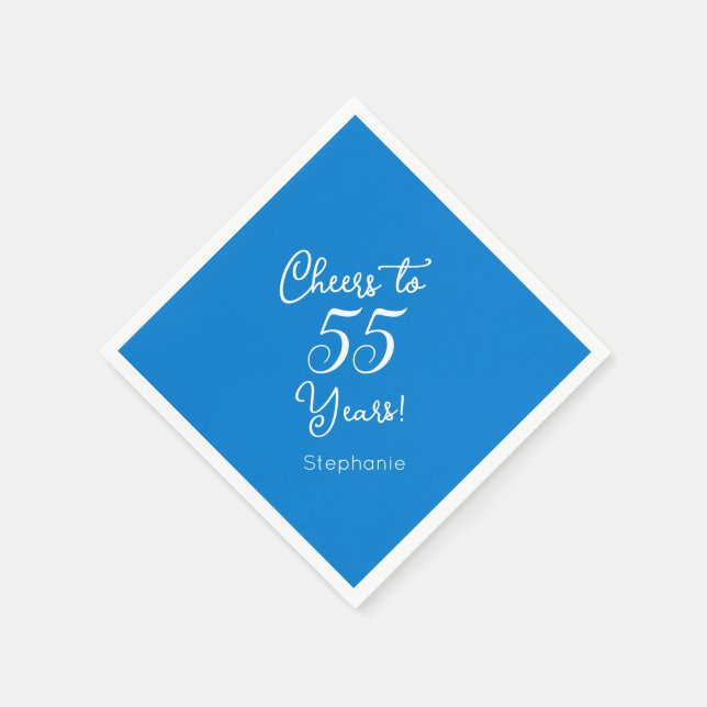 Guardanapo De Papel Elegante Azul Cheers para 55 anos 55 anos aniversá (Canto)