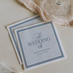 Guardanapo De Papel Elegante Azul Poeirento Casamento Clássico Luxo