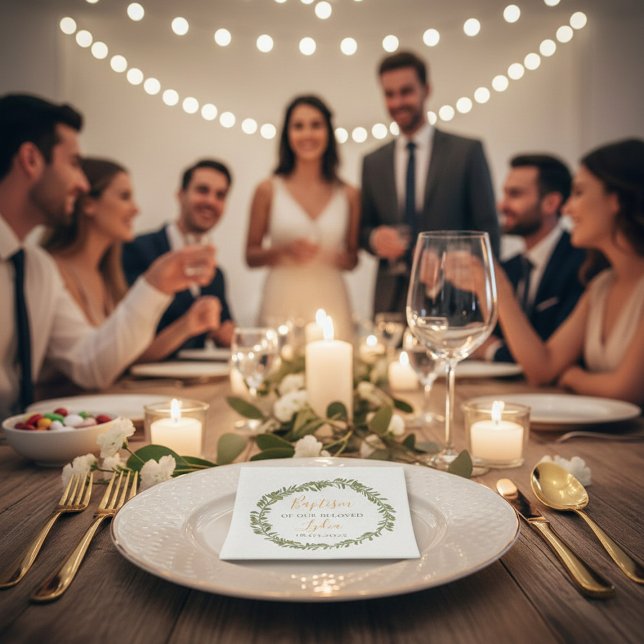 Guardanapo De Papel Elegante Baptism Napkins - Olive Wreath Design (Criador carregado)