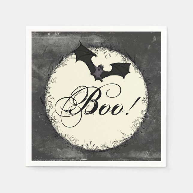 Guardanapo De Papel Elegante Bat Boo Halloween (Frente)