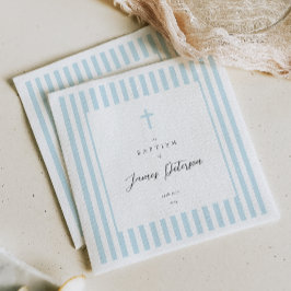 Guardanapo de Papel Elegante Batismo Listras Azuis