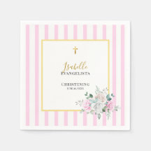 Elegante Batizado Floral em Rosa Dourado