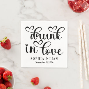 Guardanapo De Papel Elegante Bêbado no Roteiro de Casamento do Amor