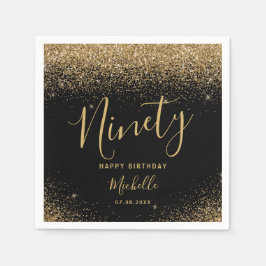 Guardanapo De Papel Elegante Black Dourado 90 Birthday