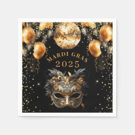 Guardanapo De Papel Elegante Black Glitter Mardi Gras 2025