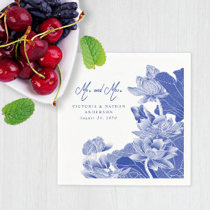 Guardanapo De Papel Elegante Blue Chinoiserie Sr. e Sra. Wedding