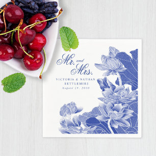 Guardanapo De Papel Elegante Blue Chinoiserie Sr. & Sra. Wedding