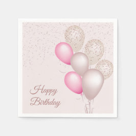 Guardanapo De Papel Elegante Blush Beige Balões de Aniversário Napkin